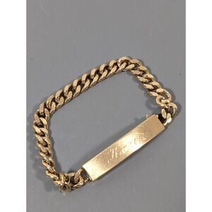 Vintage Speidel Gold Electroplate ID Bracelet Etched Karen Curb Cuban 6 in